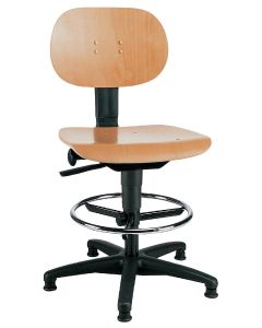 Topstar Werkstattstuhl "Tec 11 Counter",  schwarz / Holz , Modell 72210HO1T